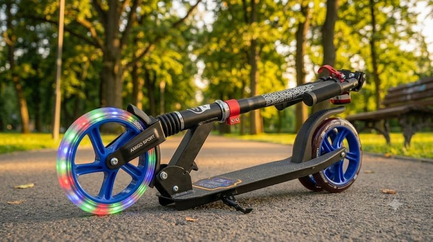 двоколісний самокат Amigo Sport Groove Glider Black/Blue, колеса 20 см з амортизатором P-0001 фото